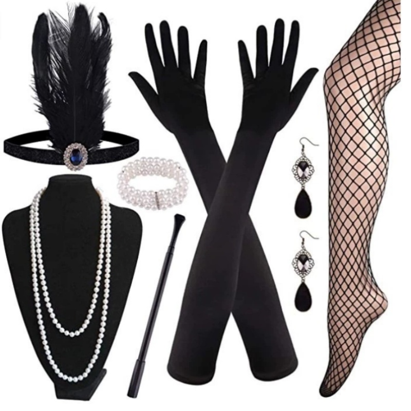 1920s Flapper Costume Accessories Set For Womens Vintage Party